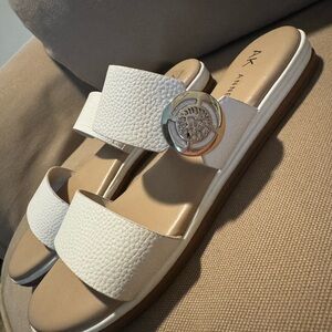 Anne Klein White Sandals with Cushioned Footbed